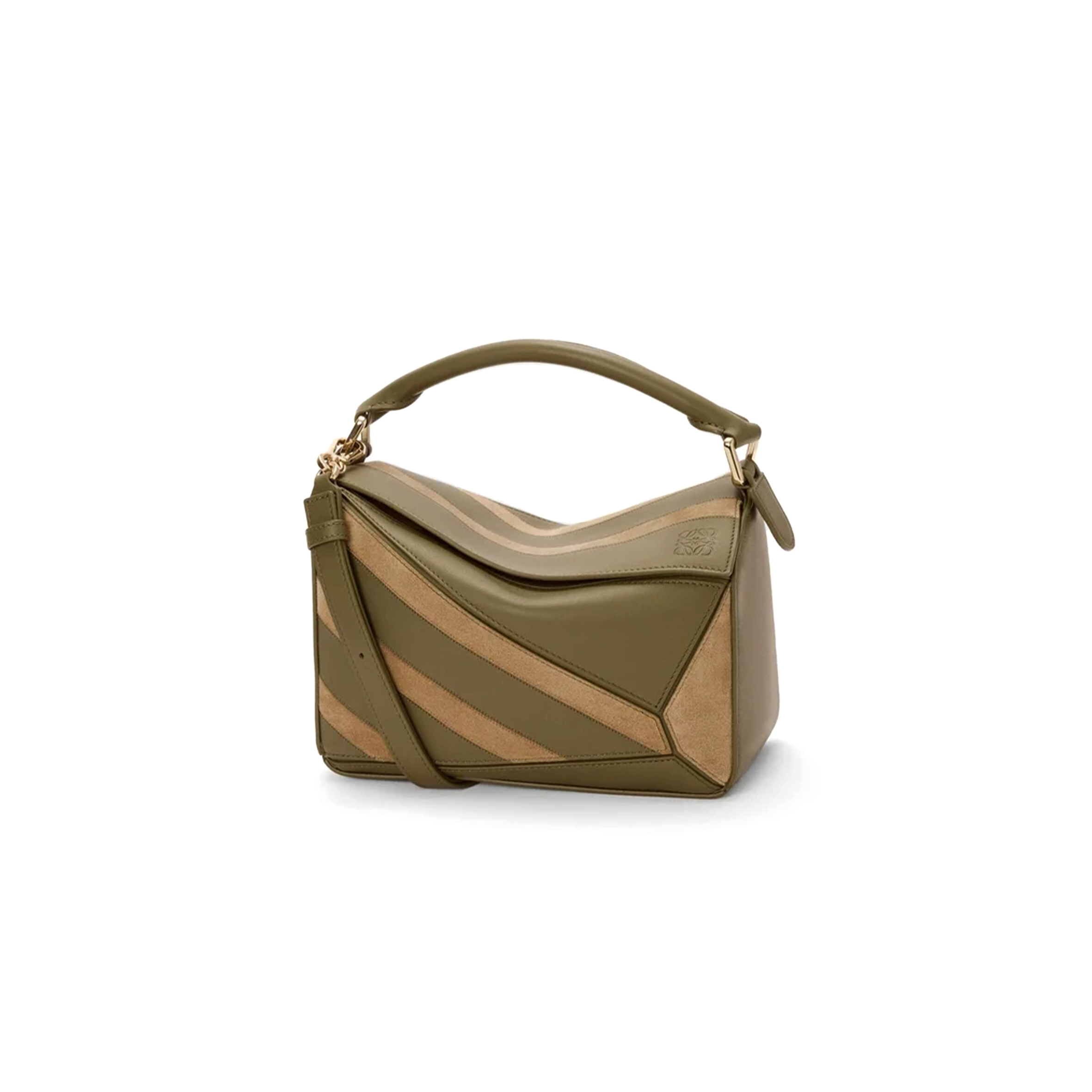 LOEWE SMALL PUZZLE BAG IN CLASSIC CALFSKIN AND SUEDE A510S21XCE (24.5*16.5*10.5cm)